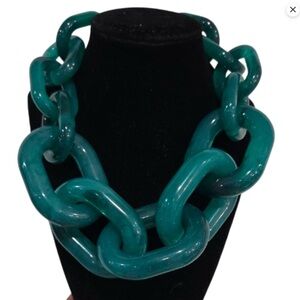 NWT Piper K Teal bold oversized Chunky chain link statement necklace 20 inch